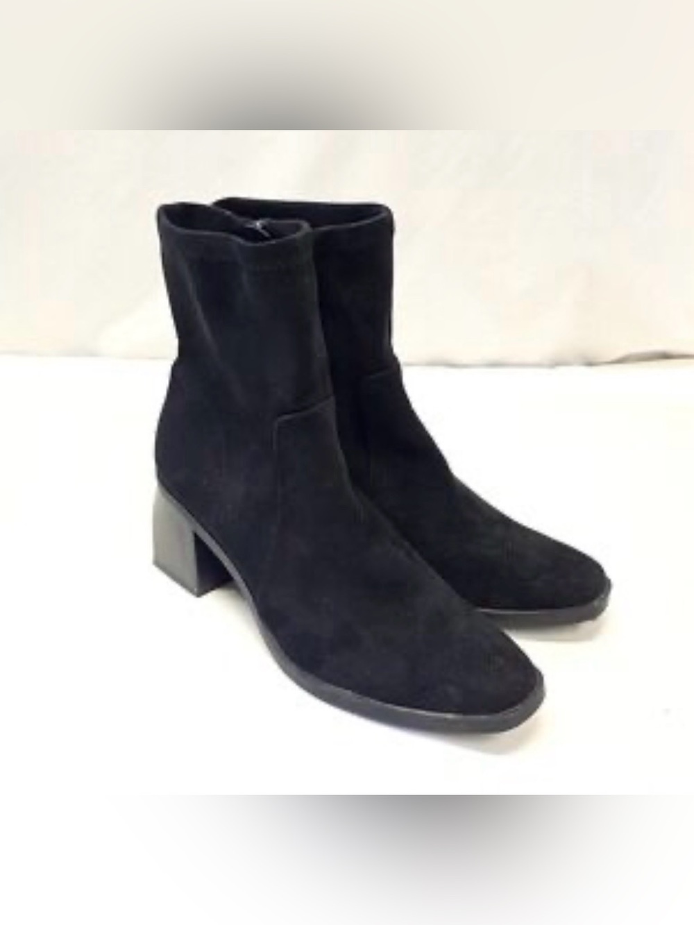 Anne Klein Black Suede Block Heel Ankle Boots